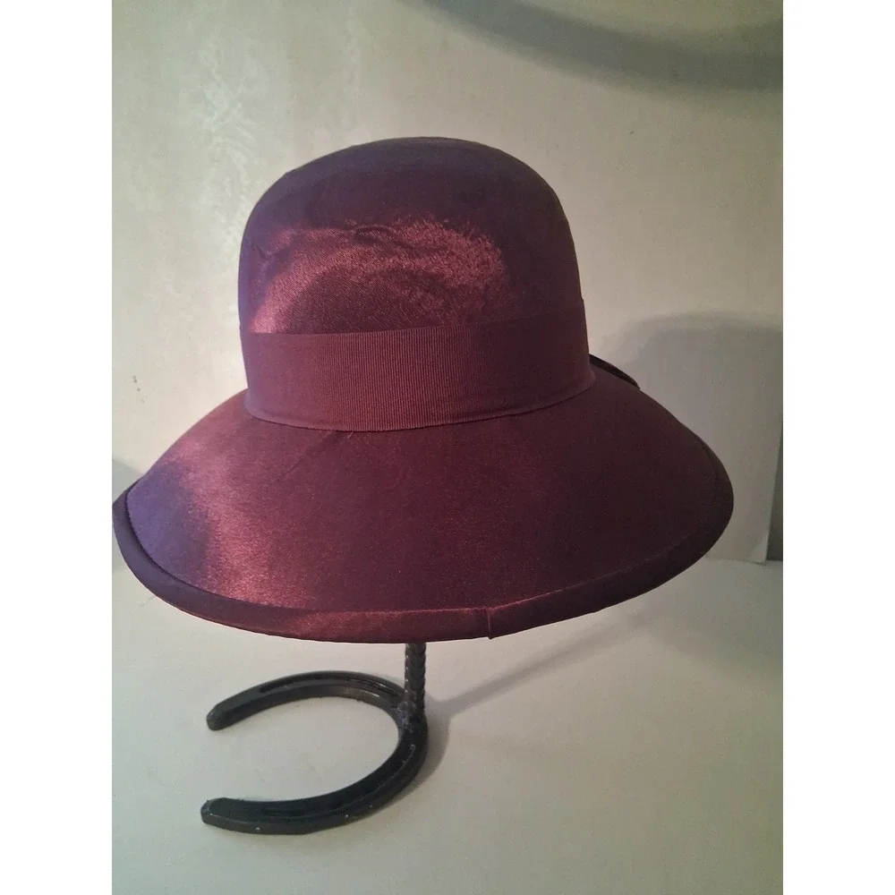 August Hat Co. Women's Burgundy Sheen Wedding Church Dress Hat with Flowers